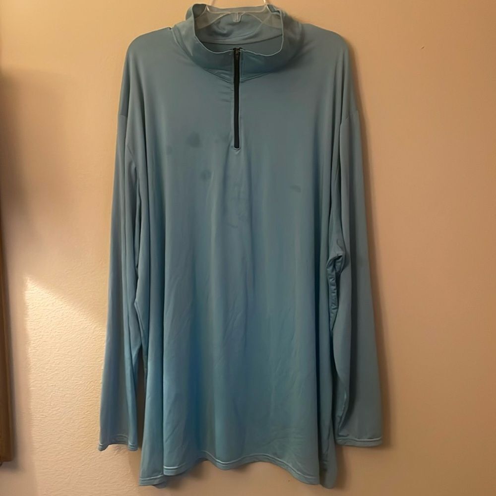 Essentials Men's aqua green Long Sleeve Shirt quarter zip mock neck dri fit 4X